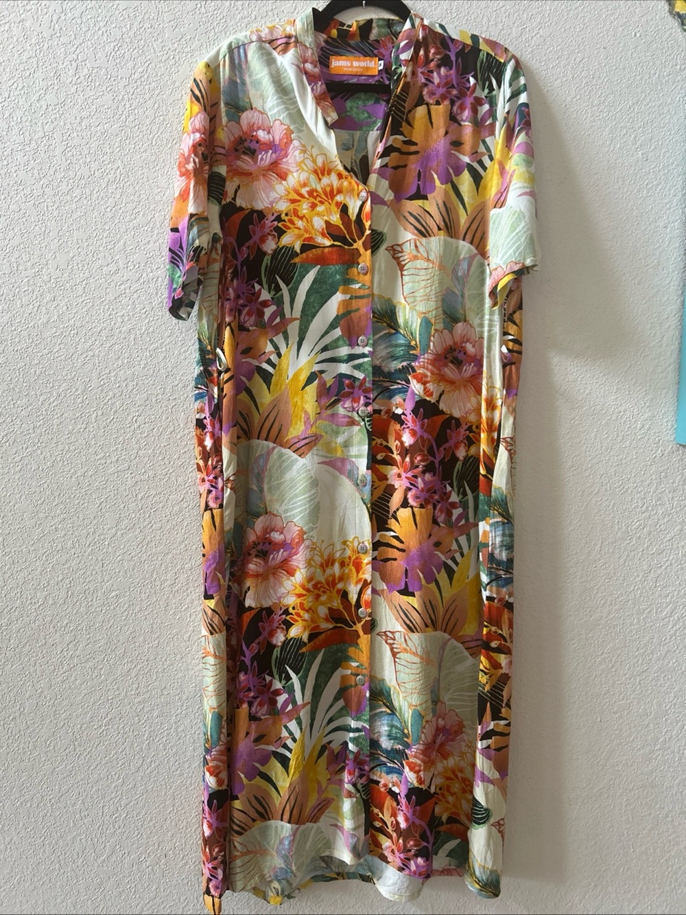 JAMS WORLD Honolulu Midi dress M tropical, versatile lightweight comfort EUC
